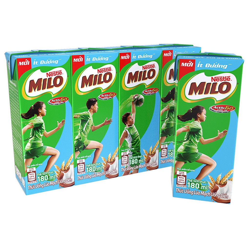 Thùng 48 Hộp Sữa Nestlé Milo Ít Đường (180ml/ Hộp)