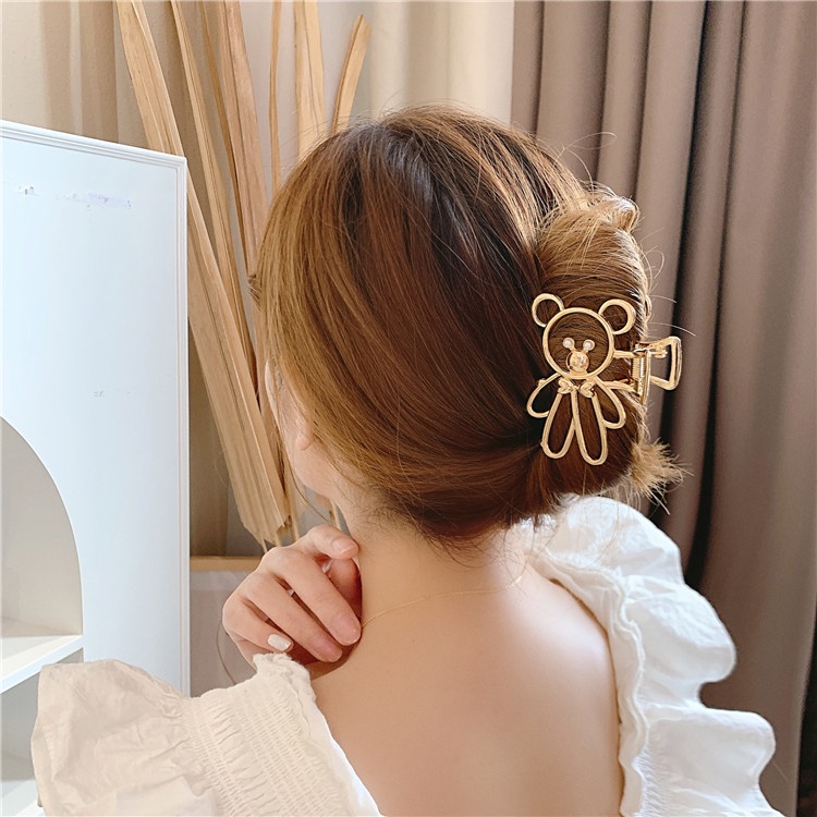 Kẹp Tóc Kim Loại Hình Gấu Dễ Thương Phong Cách Hàn Quốc Dành Cho Bạn Nữ Phong Cách Vintage