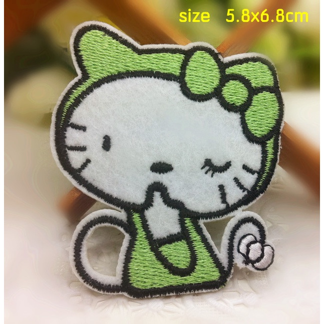 Miếng Dán Ủi Thêu Hình Mèo Hoạt Hình Trang Trí Quần Áo diy