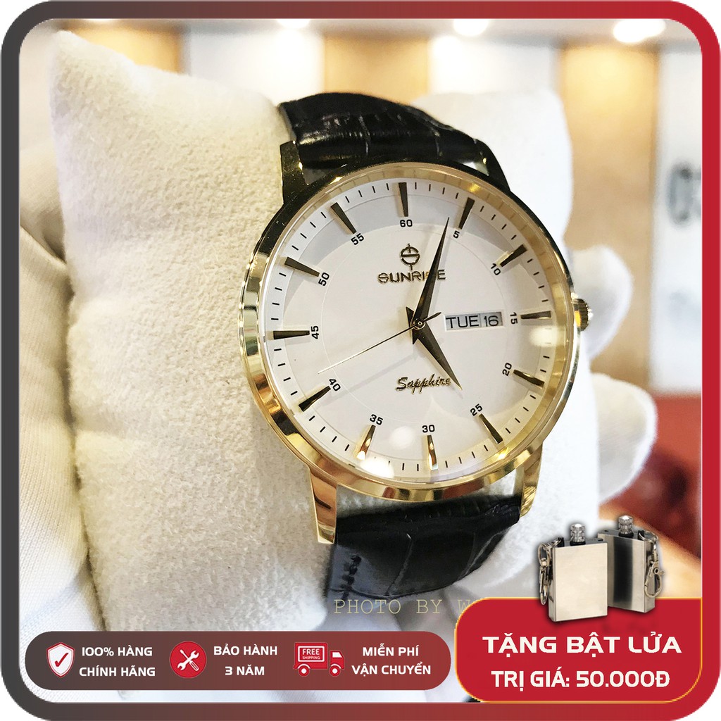 Đồng hồ nam Sunrise DM1216SWA chính hãng full box, kính sapphire chống xước, chống nước