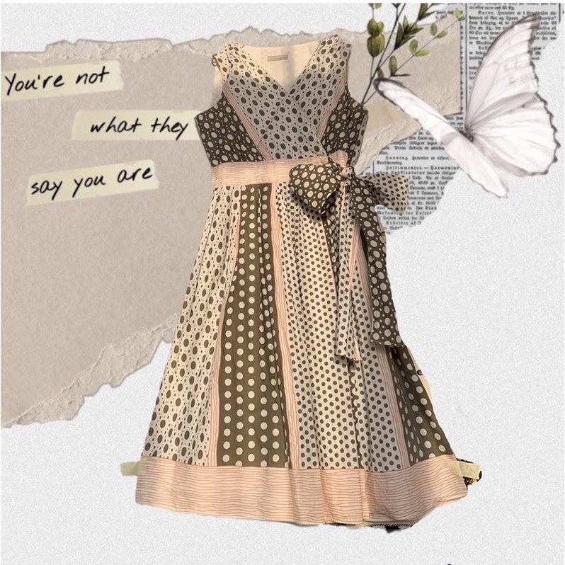 2hand Wind's Clothes🥝Váy xô Hàn vạt đắp chéo chấm bi