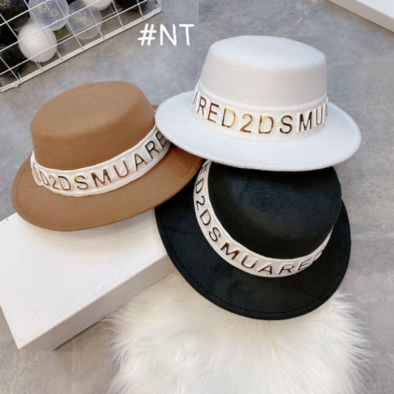 Mũ dạ cao cấp vành nhỏ đai chữ vàng nổi sang chảnh