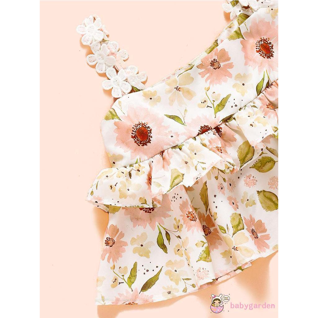 Áo Trễ Vai Và Quần In Hoa Cho Bé Gái