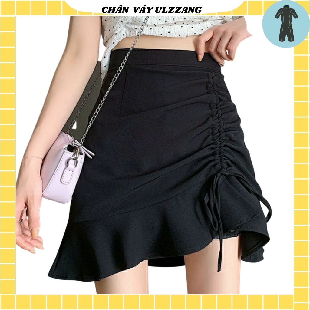 Chân váy ngắn vingate ulzzang , thiết kế dây rút ,vải voan 2 lớp , có lớp quần trong
