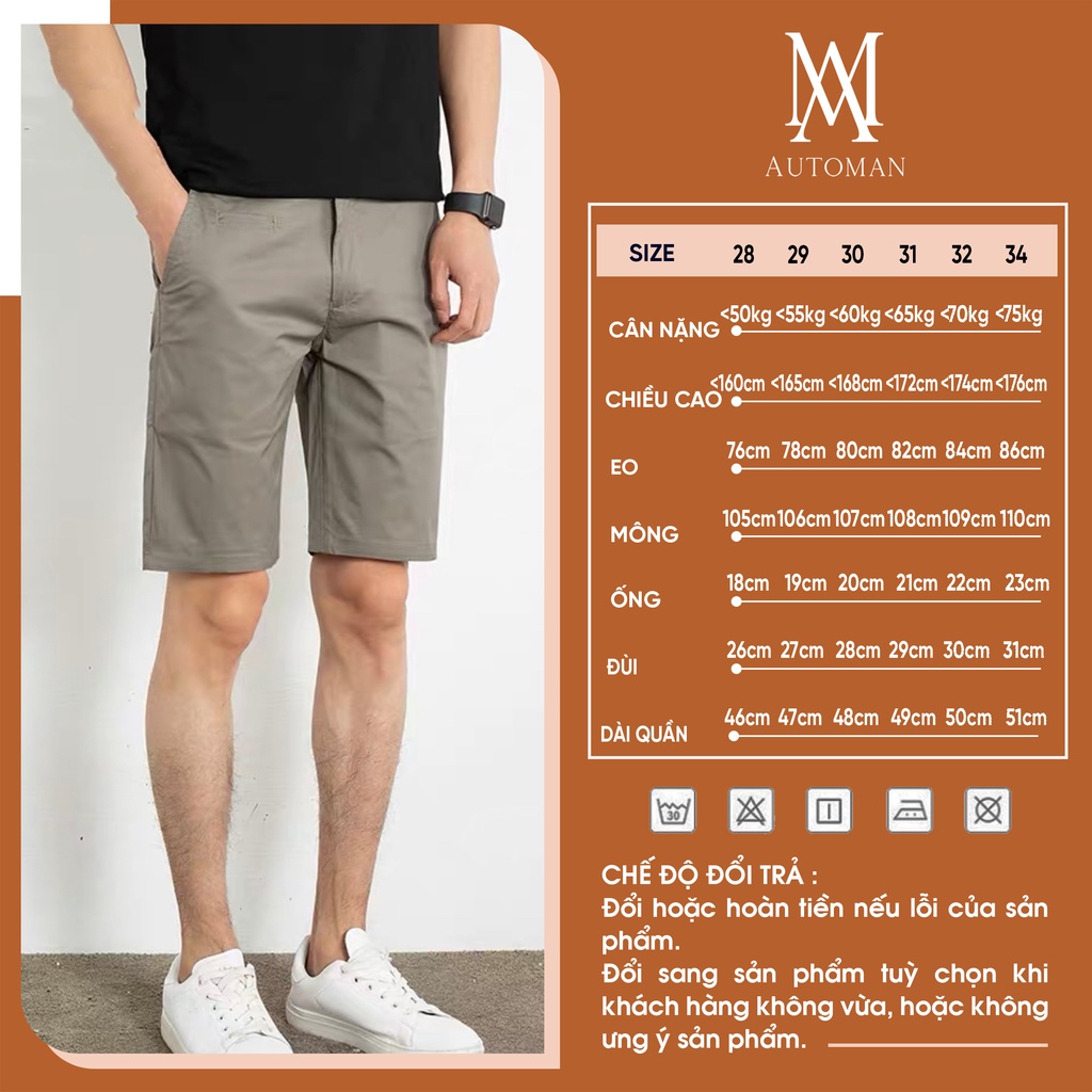 Quần short kaki nam quần đùi lửng form slim màu trơn, dễ phối đồ AUTOMAN Q09