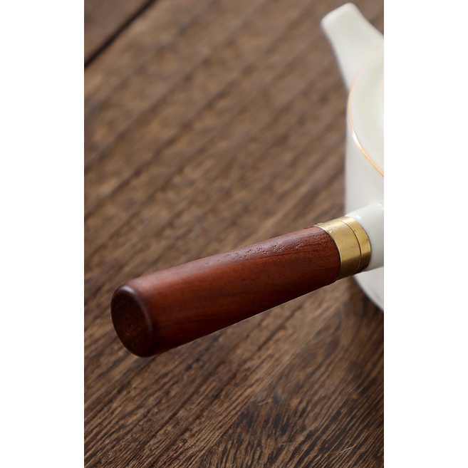 Bộ ấm chén pha trà đạo bằng sứ Trắng Bạch Định Thấu Quang