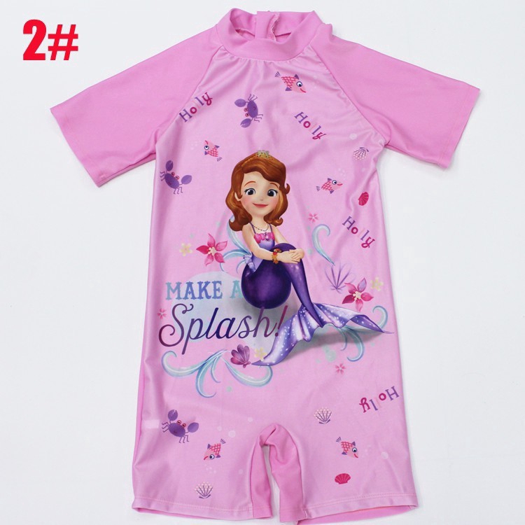 Đồ bơi liền thân tay ngắn in hình hoạt hình dễ thương cho bé gái