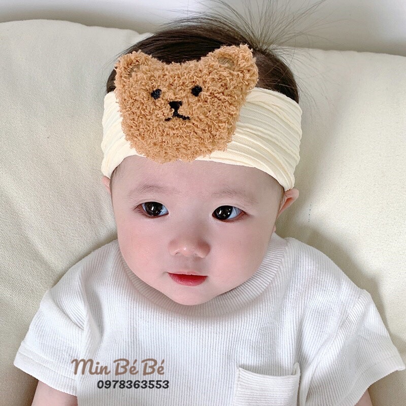 Băng đô, turban đính gấu bông dễ thương cho bé