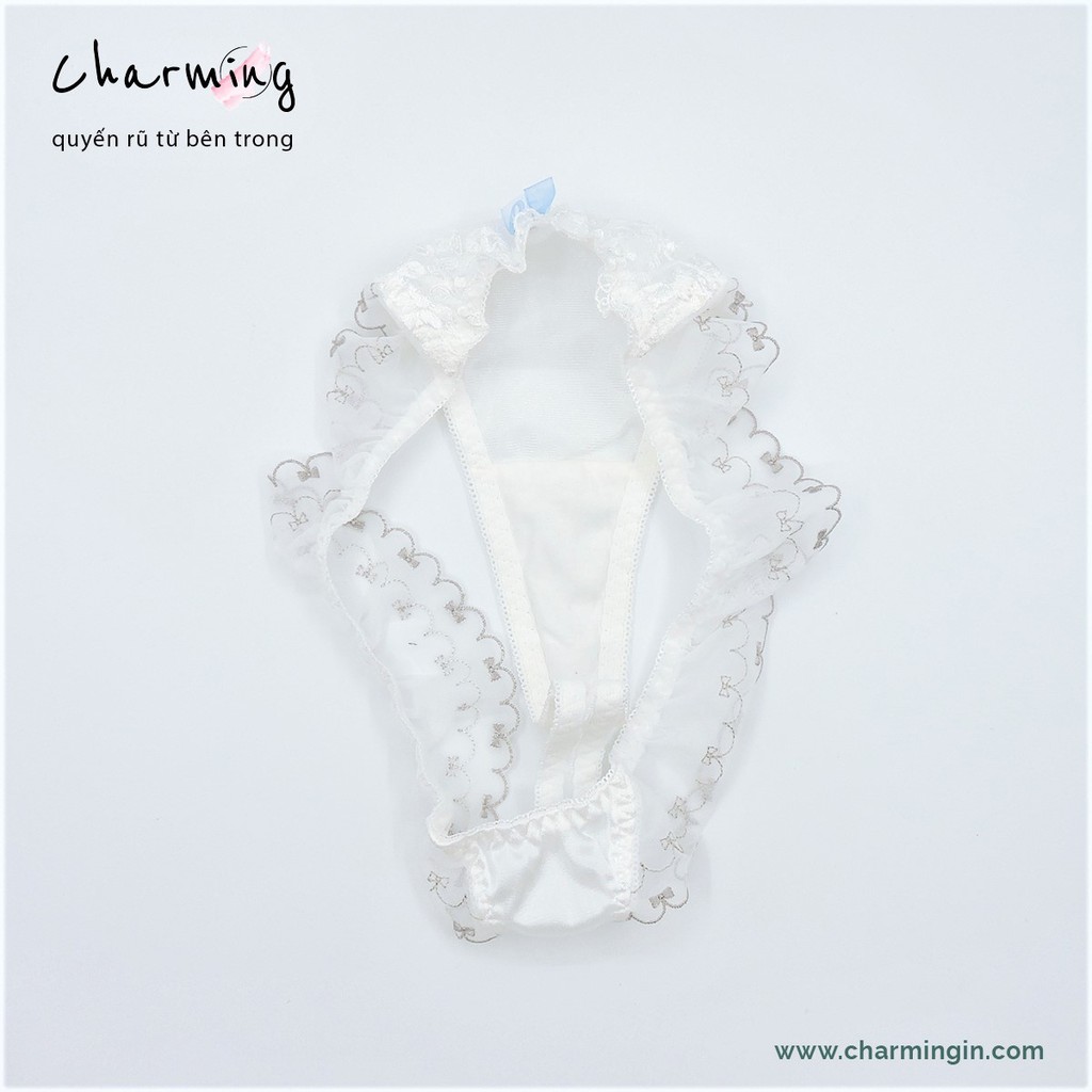 Quần lót T-back  lưng voan co giãn cùng ren hoa dễ thương size M, L - QLTB0017
