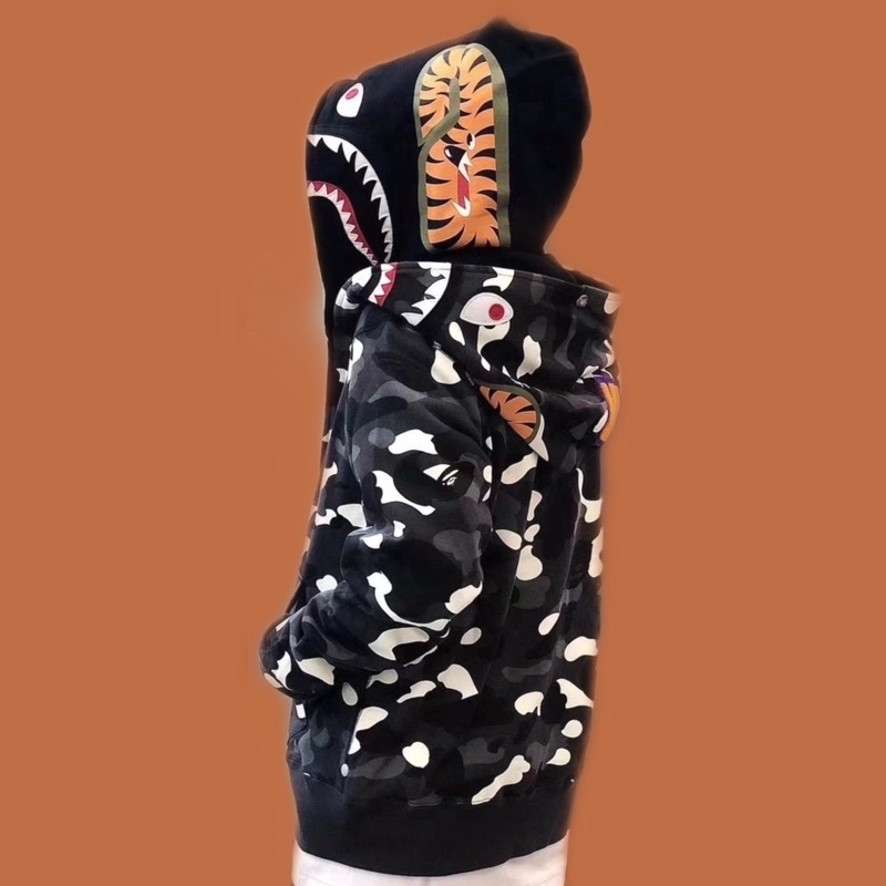 Áo Hoodie Khóa Kéo Bape ❤ Áo Khoác Nỉ Dáng Rộng Phản Quang Nam Nữ NVA199