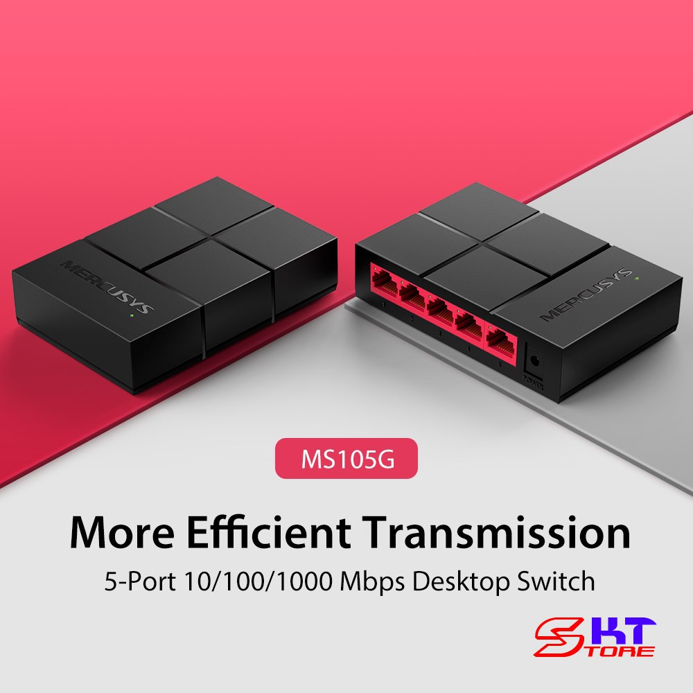 Bộ Chia Mạng Switch 5 Cổng Mercusys MS105G Tốc Độ 10/100/1000Mbps - Hàng Chính Hãng