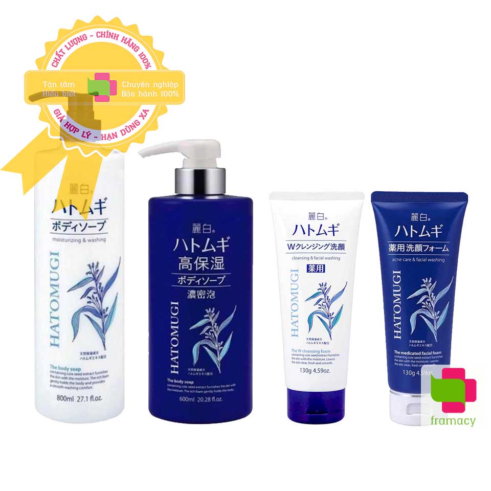 Sữa rửa mặt/sữa tắm ý dĩ giúp trắng da Hatomugi Cleansing Foam/Moisturizing Washing, Nhật Bản