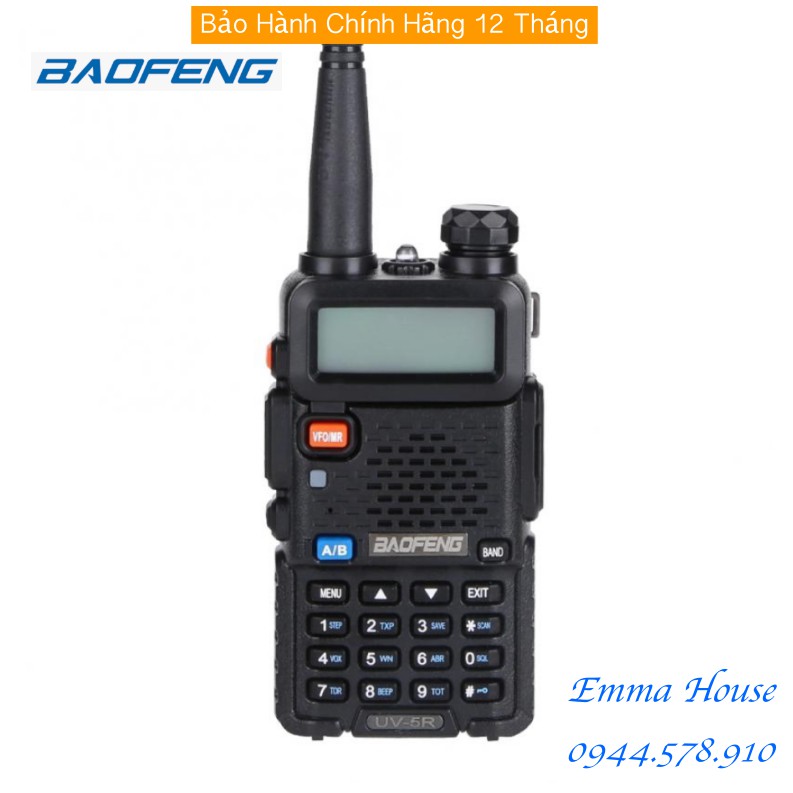 [Mã ELTECHZONE giảm 6% đơn 500K] [Bản Tiếng Anh] Bộ đàm Baofeng UV-5R FM 100-240V Walkie Talkie có đèn LED