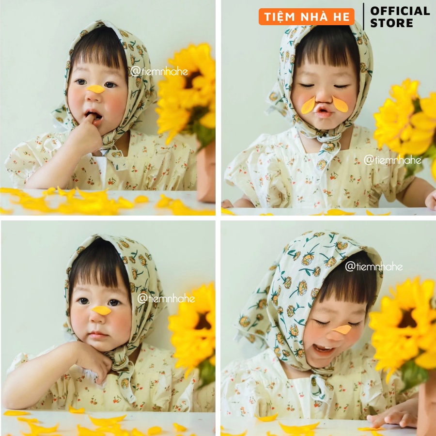 Khăn Bandana Đội Đầu Họa Tiết Hoa Turban Dài Quàng Cổ Cute Cho Bé Tiệm Nhà He size 50x50cm