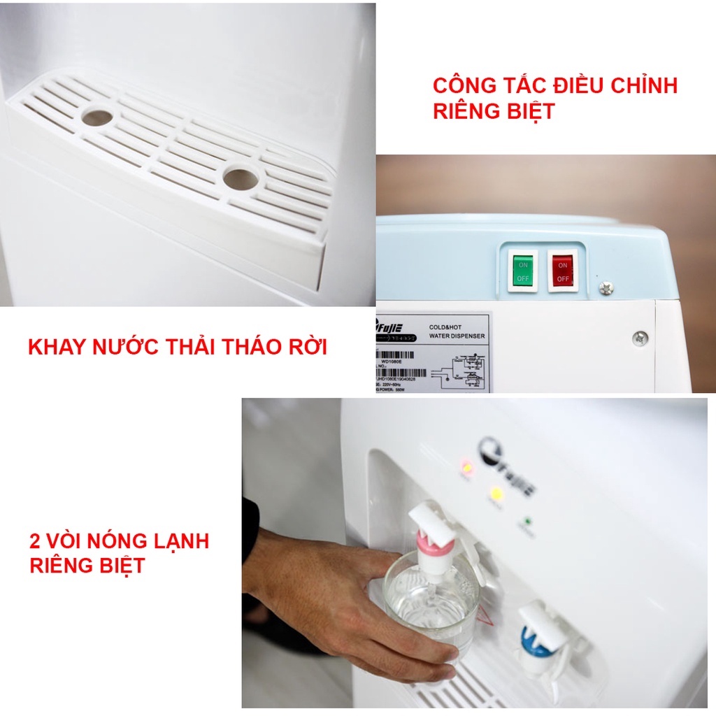 Cây nước nóng lạnh mini để bàn nhập khẩu FUJIE WD1080E,máy nước uống nóng lạnh dùng bình lọc công nghệ Nhật Bản-BH 2 năm