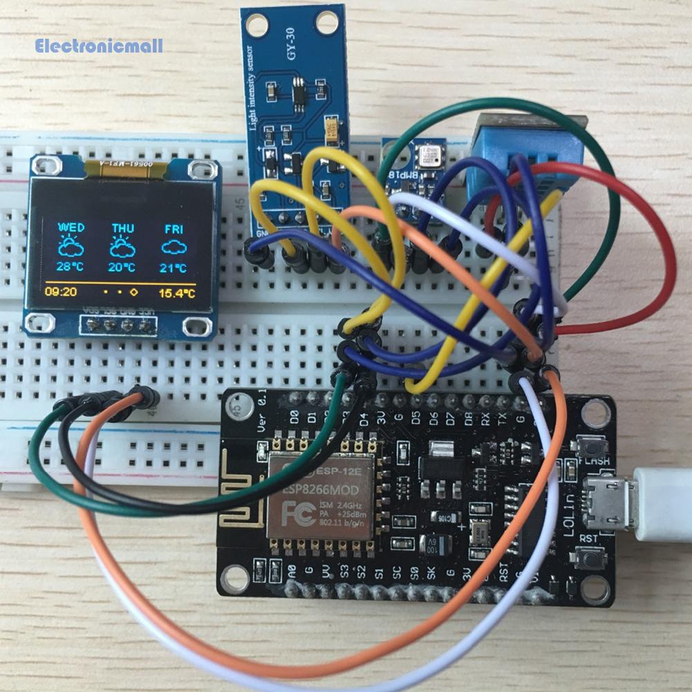 Bộ Linh Kiện Hiển Thị Nhiệt Độ Và Độ Ẩm Điện Tử ElectronicMall01* ESP8266