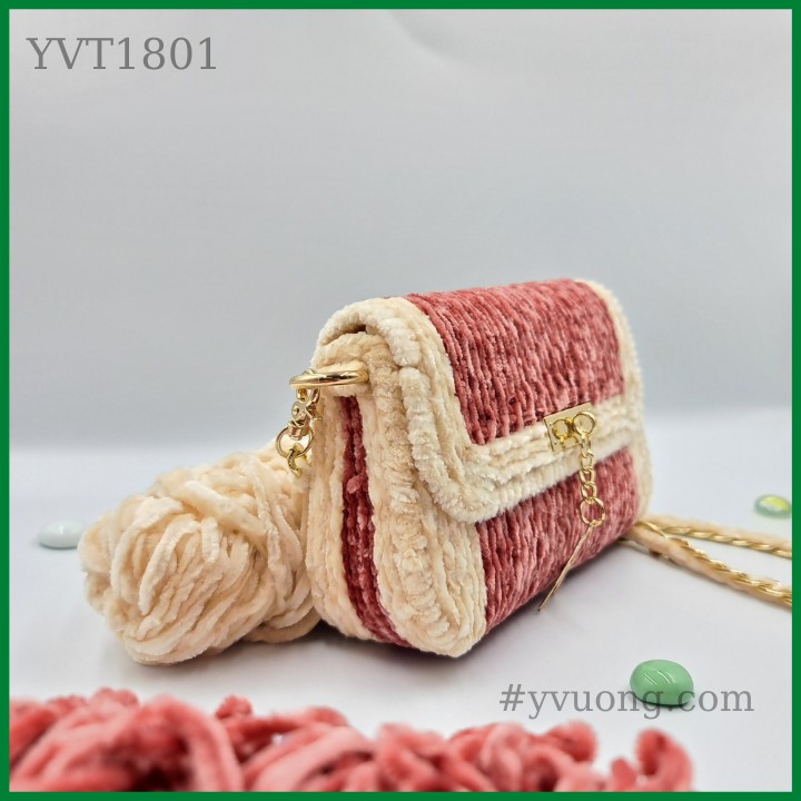 Túi Đeo Chéo Nữ Sợi Len Nhung Đan Móc Thủ Công - Túi Xách Handmade YVT1801