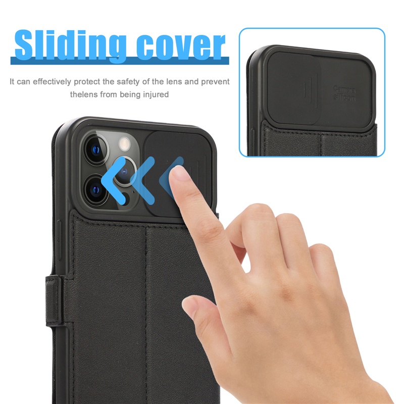 Ốp Điện Thoại Da Kèm Ngăn Đựng Thẻ Khóa Nam Châm Cho IPhone 14 13 12 Pro xs Max Plus