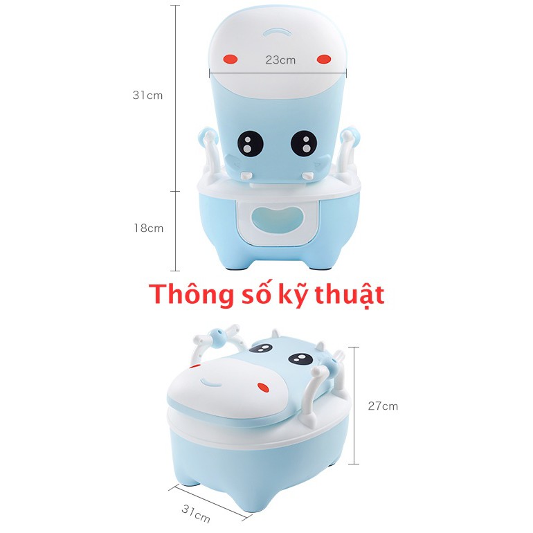 Bô Vệ Sinh Trẻ Em KIDWOW Hình Bò Có Tựa Lưng, Tay Vịn, Lót Da PVC, PU Cho Bé Từ 12 Tháng Đến 6 Tuổi