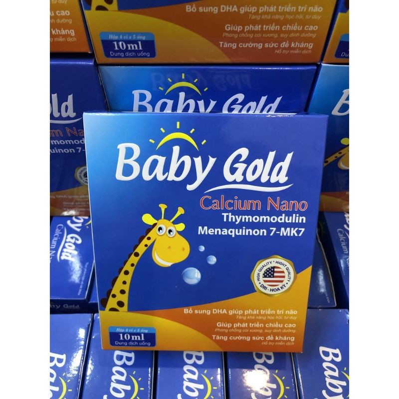 Baby gold Calcium bổ sung canxi, chống còi xương suy dinh dưỡng, hộp 20 ống