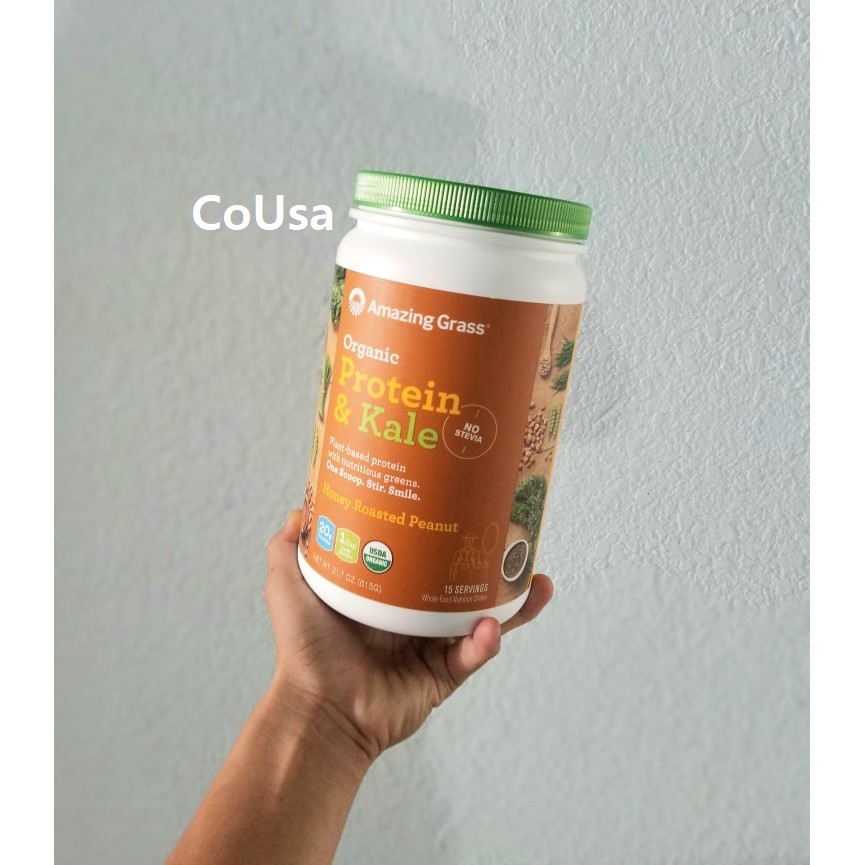 Bột Protein Chuẩn USDA Organic Amazing Grass Protein & Kale Hương Honey Roasted Peanut