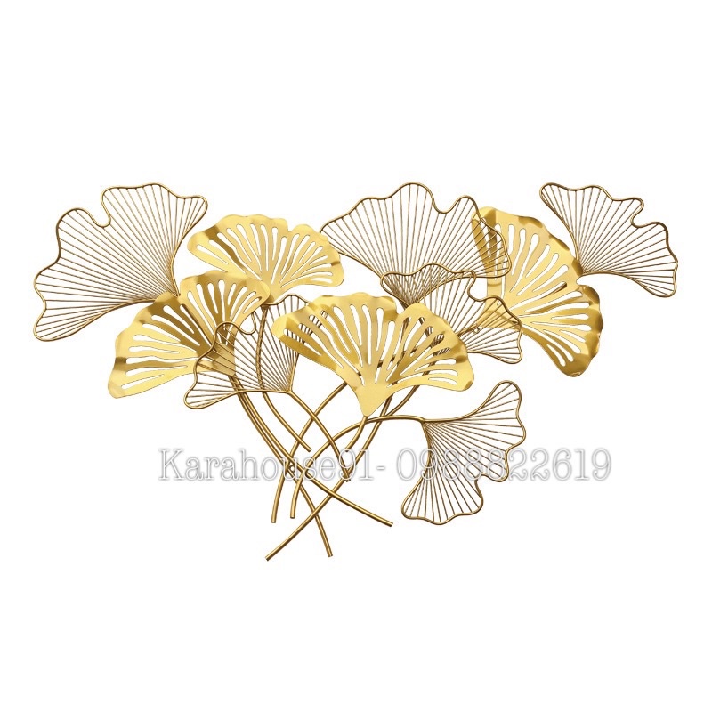 Tranh sắt treo tường, decor trang trí cao cấp. Bảo hành 3 năm. Lá xoè gingko