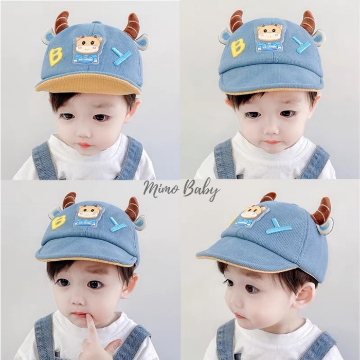 Mũ nón lưỡi trai mềm gắn sừng trâu đáng yêu cho bé MH128 Mimo Baby