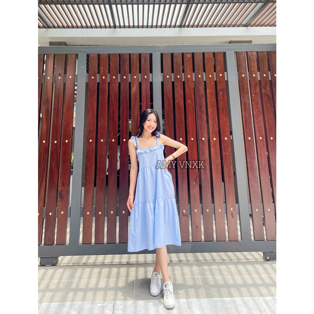 Đầm váy nữ maxi kẻ sọc 2 dây VNXK