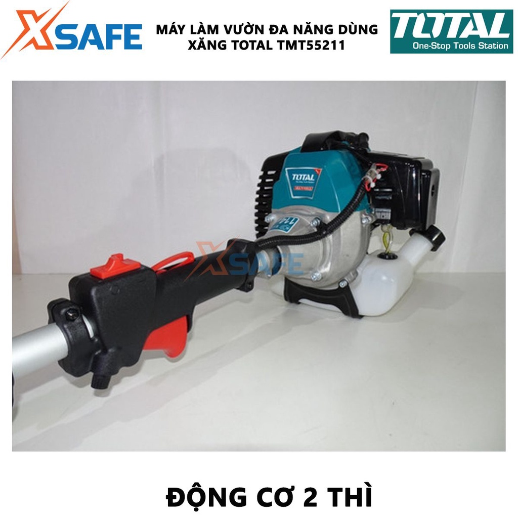 Máy làm vườn đa năng dùng xăng TOTAL TMT55211 động cơ 2 thì mạnh mẽ, dung tích bình nhiên liệu 1200ml kèm nhiều phụ kiện