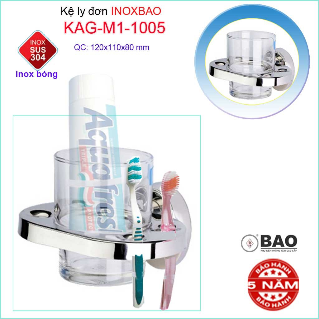 Kệ ly Inox SUS304 KAG-M1-1005, giá ly bàn chải đánh răng SUS304 cao cấp siêu bền thiết kế tuyệt đẹp tiện dụng