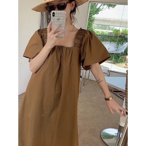 VÁY CỔ VUÔNG CHUN BẢN TO SAU CÓ DÂY, ĐẦM ĐI BIỂN PHONG CÁCH VINTAGE ❤️