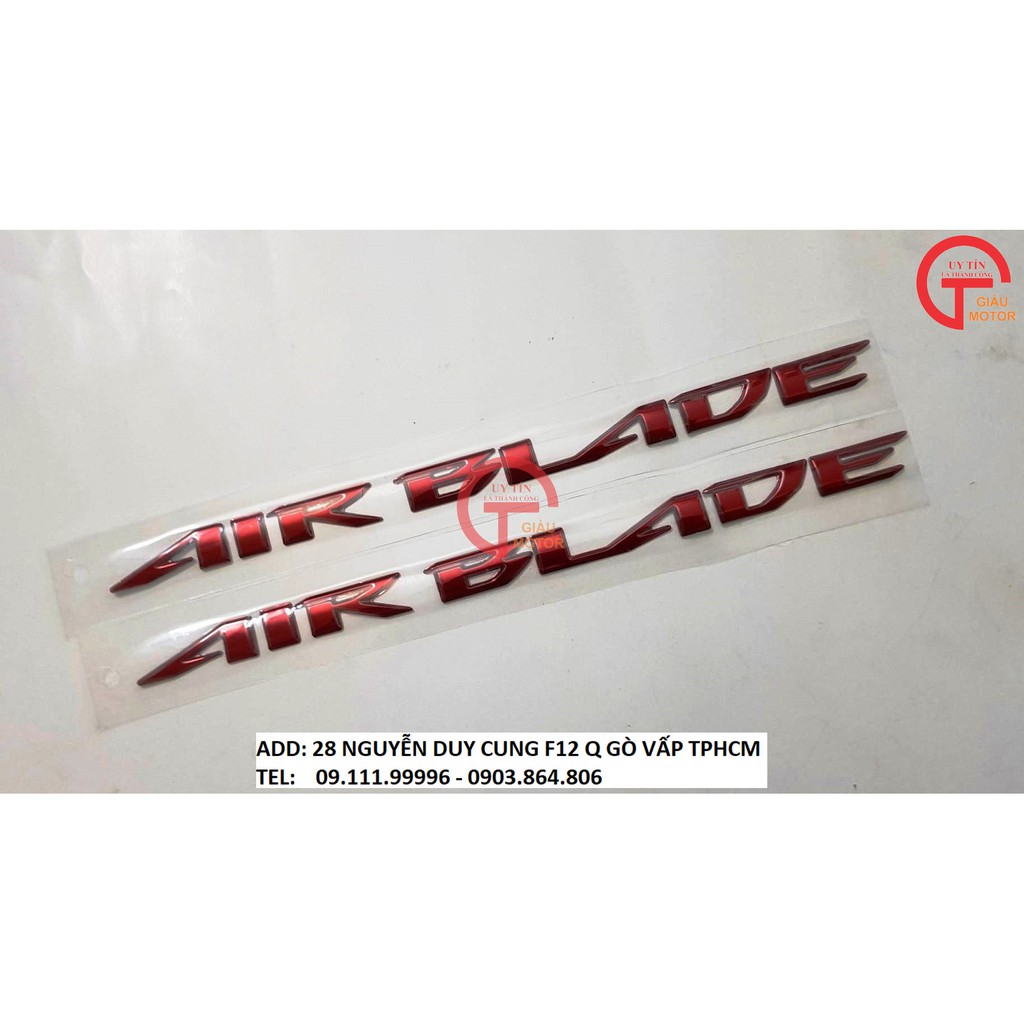 [GIÁ SỐC] CẶP CHỮ AIR BLADE LOẠI TỐT MÀU ĐỎ MẪU 02 DÁN XE HONDA AIR BLADE 2013 ,TINH SẢO