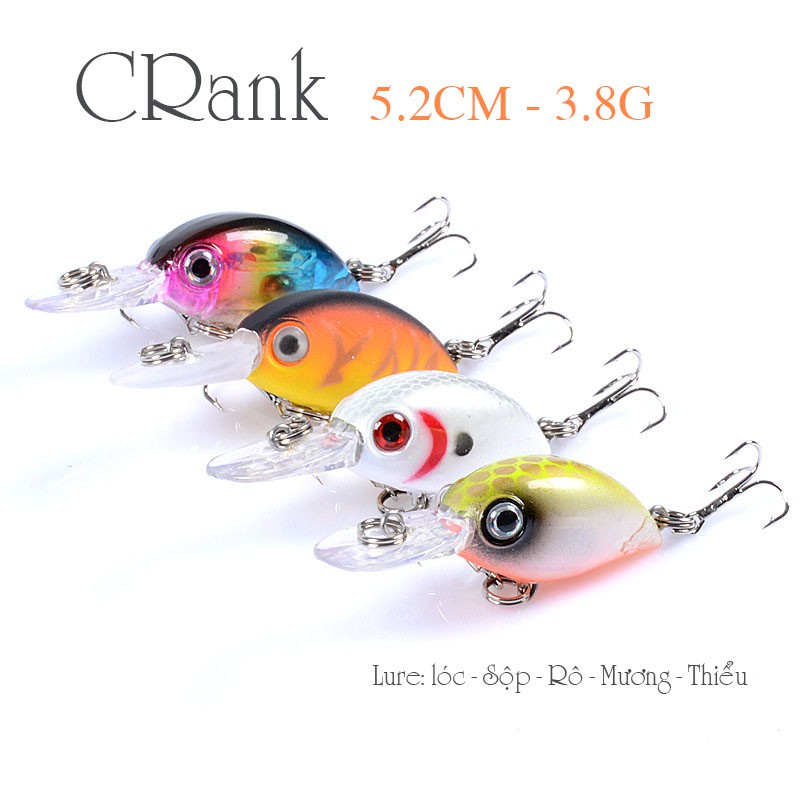 Mồi câu cá giả nhiều màu - Crank 5.2cm 3.8g - mồi câu lure