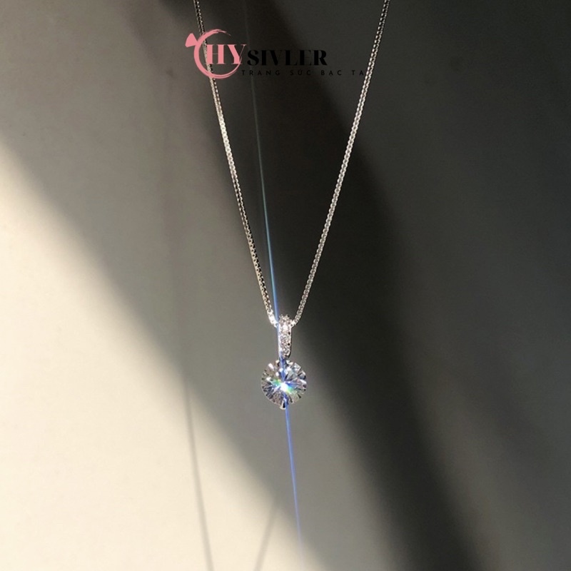 Dây chuyền bạc s925 dây mì mặt đá siêu sáng đơn giản nữ tính dây chuyền nữ bạc thật giá rẻ