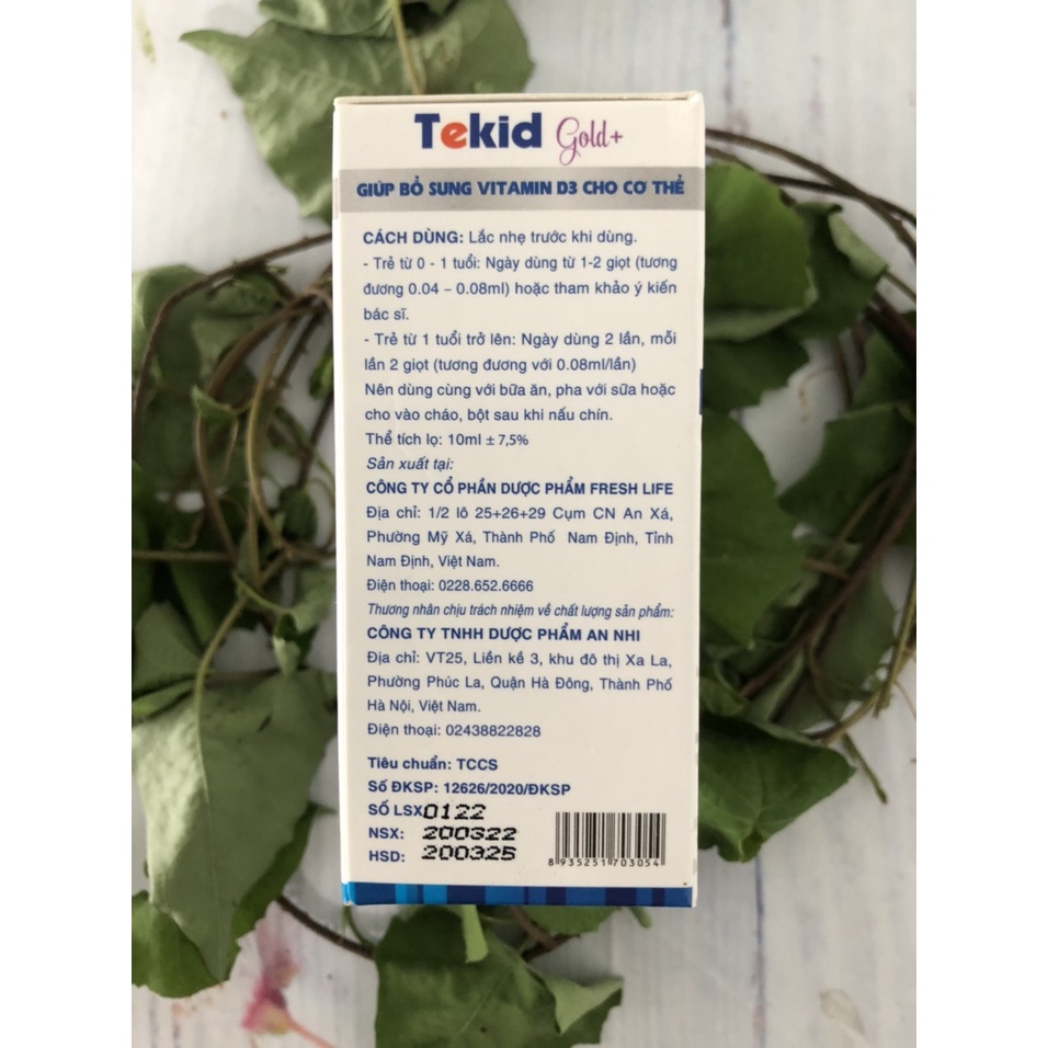 Vitamin D3 TEKID GOLD+ Bổ sung vitamin D3 cho trẻ, giúp tăng cường hấp thu canxi cho trẻ, giảm nguy cơ còi xương