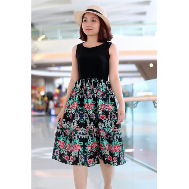 Đầm xòe hoa (shop tự thiết kế) #giamgia