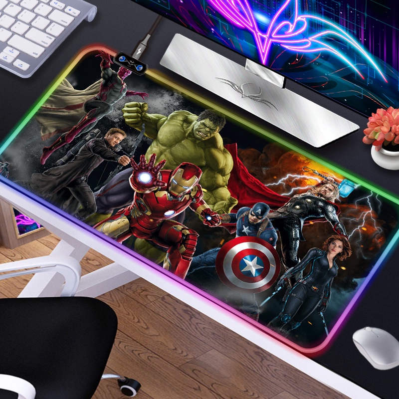 Lót Chuột Bàn Phím Cỡ Lớn LED RGB Phát Sáng Nhiều Màu Ấn Tượng Mẫu Marvel Siêu Ngầu Kích Thước 80*30cm