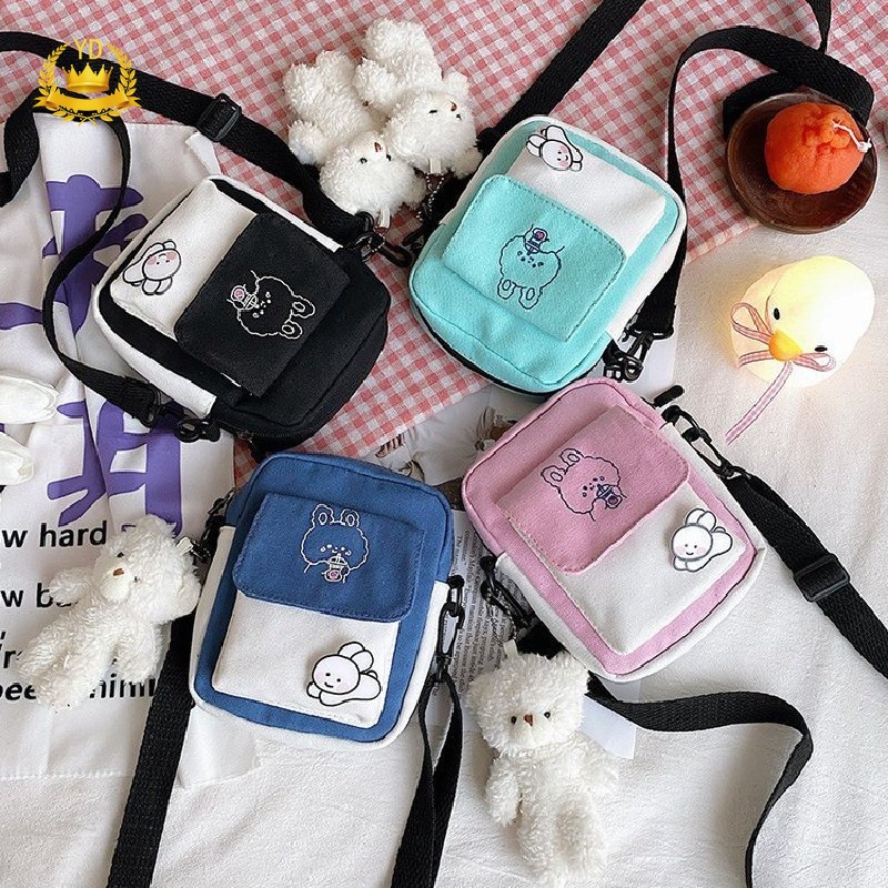 Túi Đeo Chéo mini Vải Canvas Dễ Thương Cho Nữ