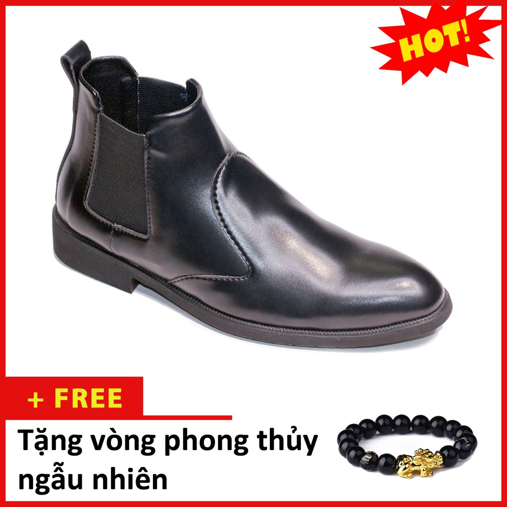 Giày Boot Nam AROTI Cao Cổ Chất Đẹp Cao Cấp,Đế Khâu Siêu Bền, Tăng Chiều Cao 3cm Form Hàn Màu Đen - CB520-NH(VT)