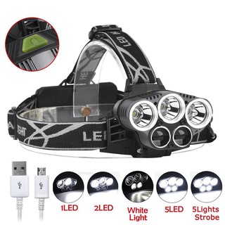 Đèn Pin Đội Đầu 5 Bóng Led 60000lm 18650 + Bộ Sạc