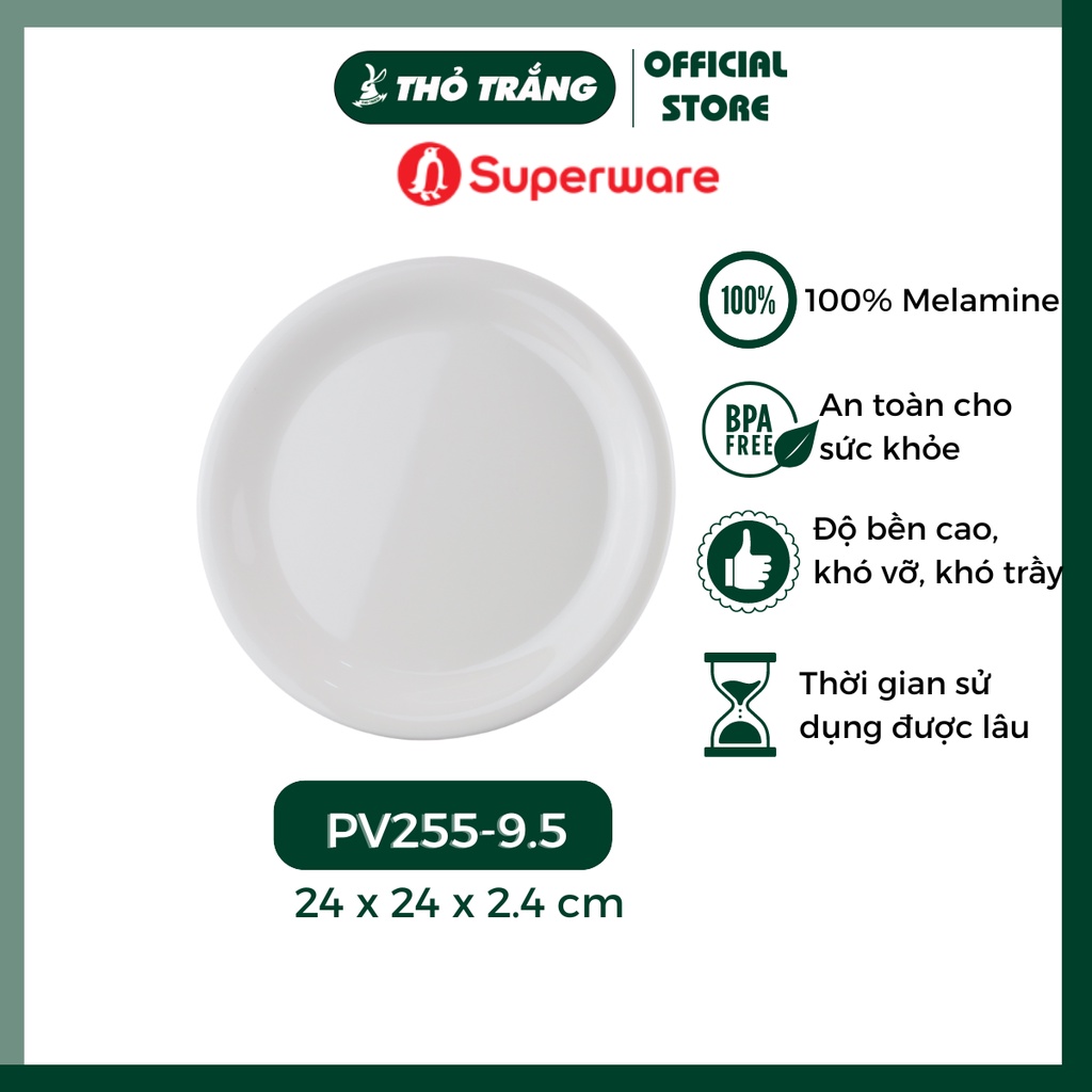 Đĩa nhựa tròn màu trắng giả sứ- Porceline
