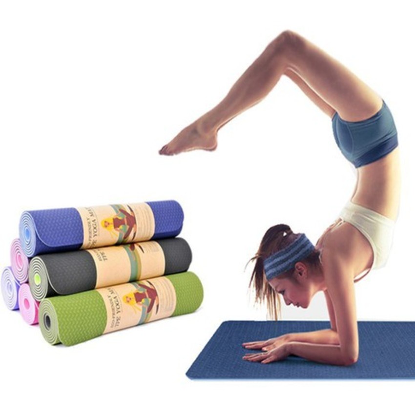 Thảm tập YOGA Chống trượt, Thảm tập GYM tập thể dục tại nhà – Chất liệu TPE 2 lớp cao câp