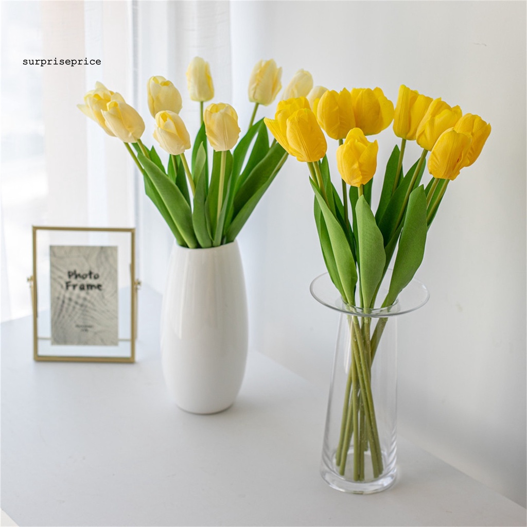 Hoa mô phỏng Chống mài mòn Vĩnh viễn Sống động bắt mắt Hoa tulip Hoa nhân tạo cho gia đình