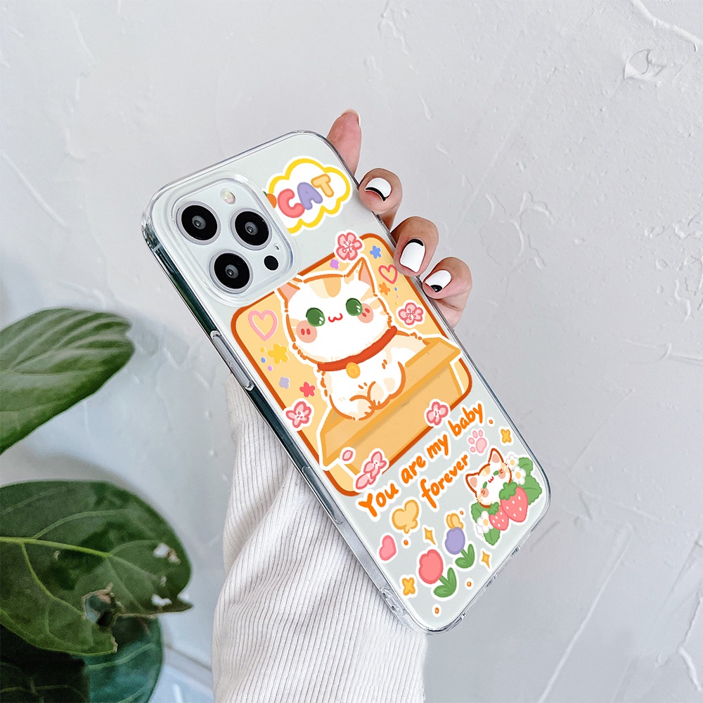 Ốp Điện Thoại Tpu Mềm Chống Sốc In Hình Mèo Cho iPhone 11 12 13 pro max XS X XR XSMax 7 8 6 6s plus SE 2020