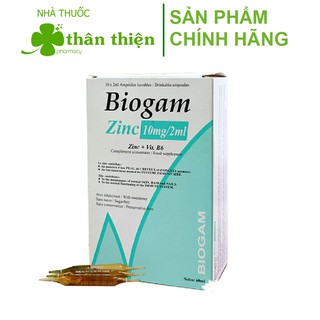 {Hàng Bỉ} BIOGAM ZINC 10MG/2ML –  Kẽm nước Hỗ trợ tăng cường đề kháng cho cơ thể (Hộp 30 ống)