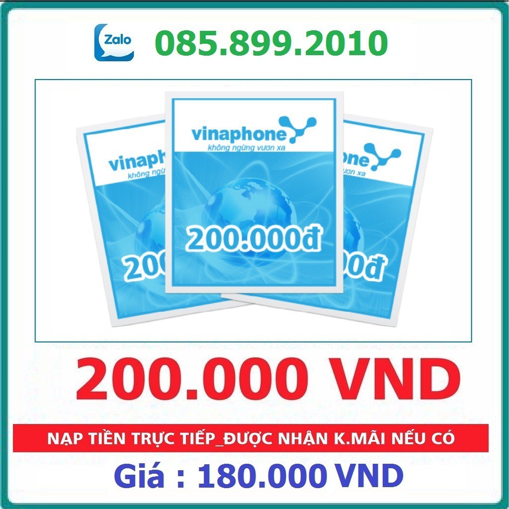 Thẻ Cào Vinaphone Mệnh Giá 100K - 50K - 200K ( Nạp Nhanh Chiết Khấu Cao )