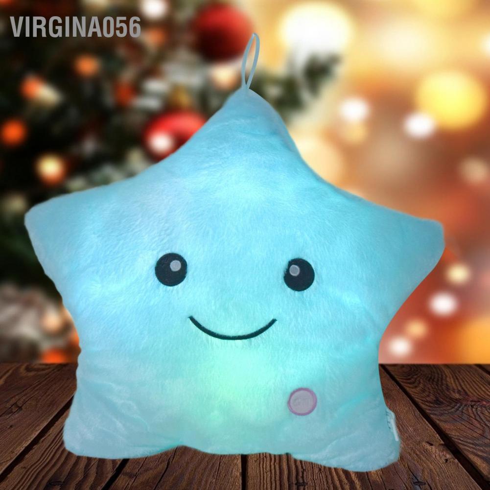 Virgina056 Luminous Pillow Star Shape Beautiful Color Cute Glowing Plush Throw for Party Daily Decoration