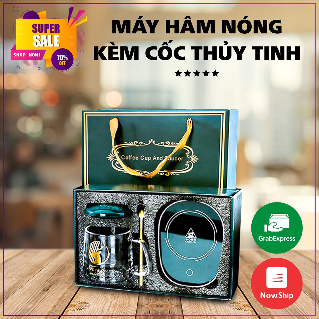 Cốc Hâm Nóng đồ uống kèm đế điện, cafe, hâm sữa + Tặng kèm thìa vàng