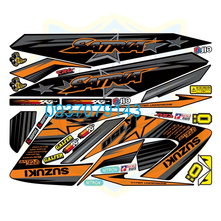 ( Quí khách vui lòng mang ra tiệm cho thợ dán ) Tem satria ngôi sao thường xang cơ