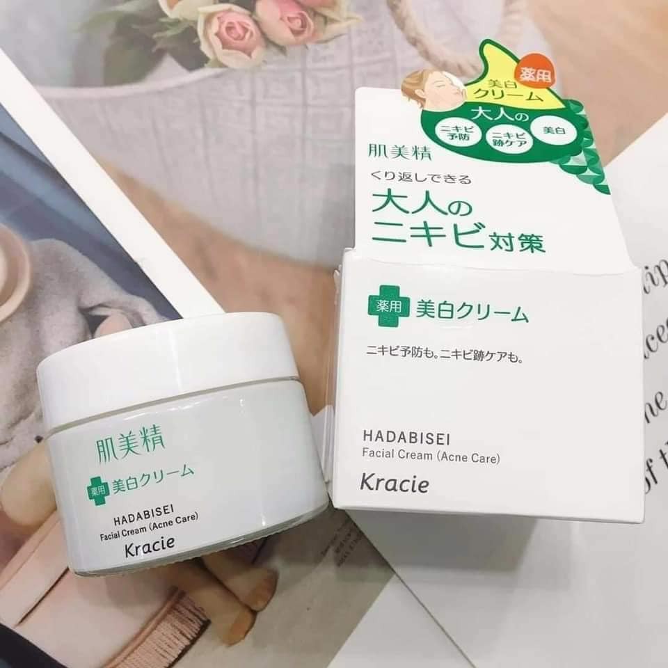 TRỌN BỘ Kem Dưỡng / Sữa Rửa Mặt / Toner Giảm Mụn Dưỡng Trắng Kracie Nhật Bản Hadabisei Facial Cream (Acne Care)